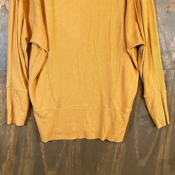 Express Womens Sweater Yellow Dolman Long Sleeve Ribbed Tunic Stretch Medium - Picture 3 of 12